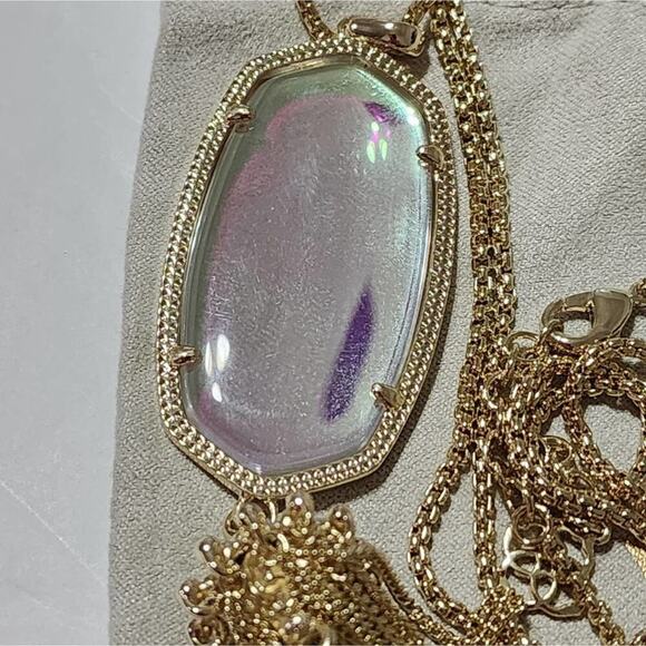 Kendra Scott Rayne Gold Long Pendant Necklace in Dichroic Glass new!! - Picture 15 of 16